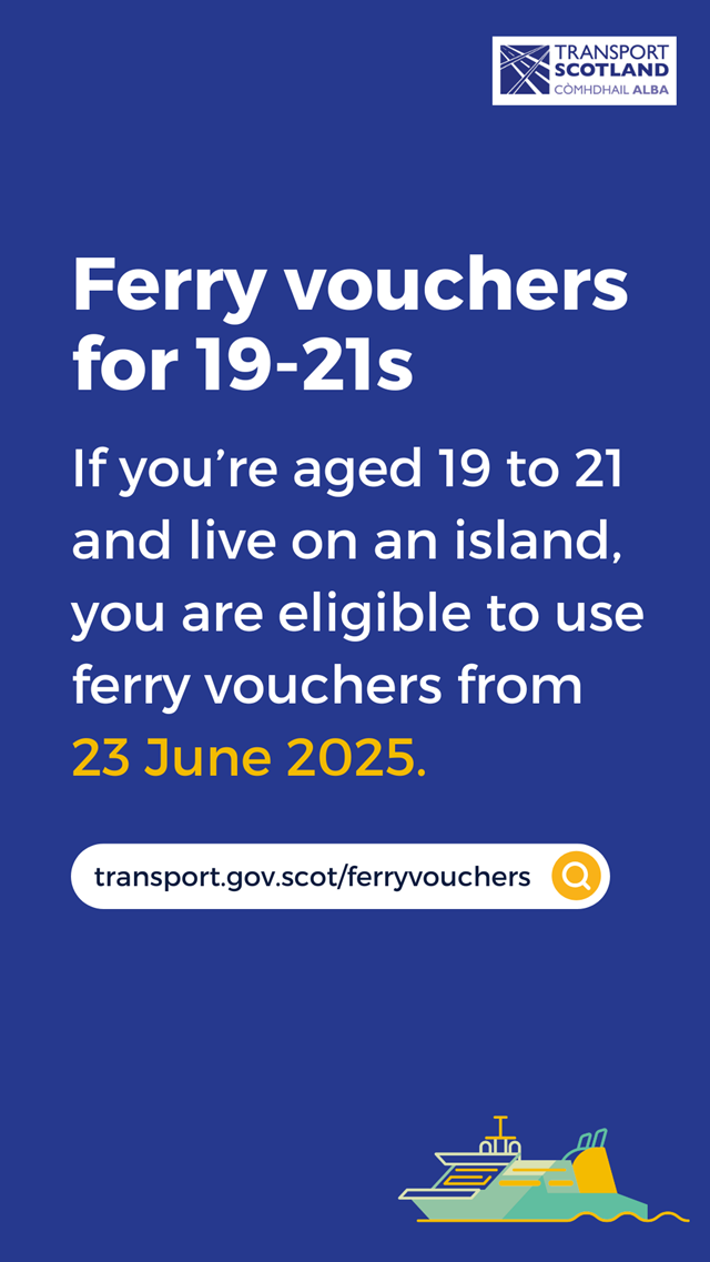 Digital Ferry Voucher Scheme extended to 19-21 year olds