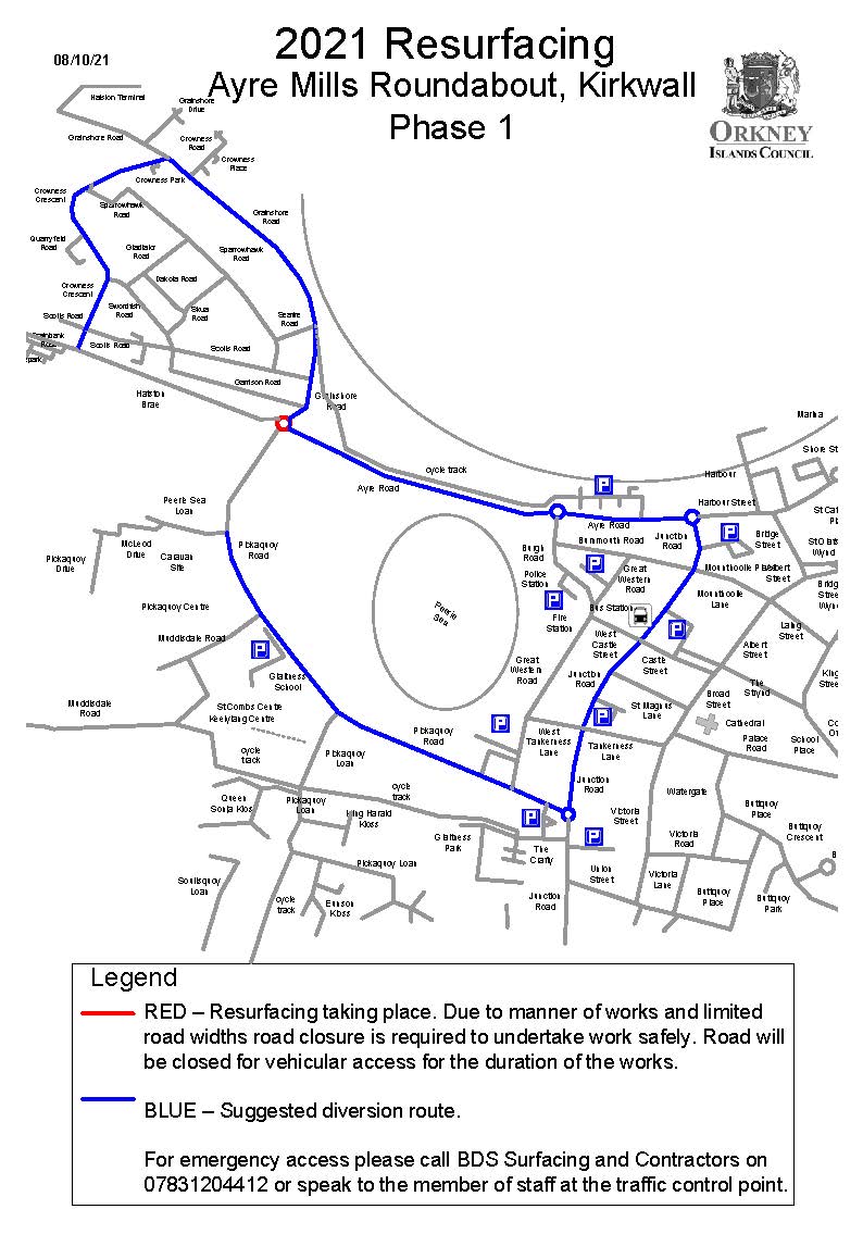 Ayre Mills roundabout road works reminder
